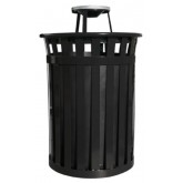 WITT Oakley Collection Outdoor Waste Receptacle with Ash Urn Top - 50 Gallon, Black